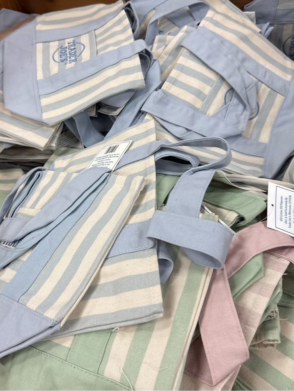 Trader Joe's Mint Green , pink, or blue Striped Tote